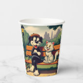Schattigee, hond/kat cartoon papieren bekers (Achterkant)