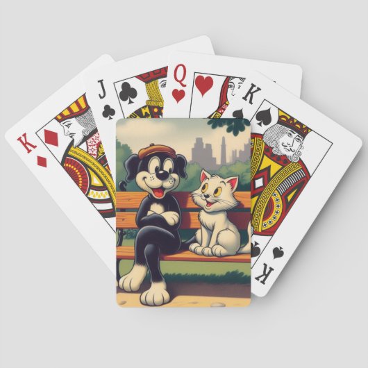 Schattigee, hond/kat cartoon pokerkaarten (Achterkant)