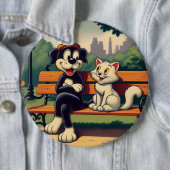 Schattigee,  hond/kat cartoon ronde button 6,0 cm (In situ)