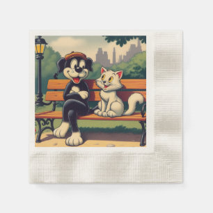 Schattigee, hond/kat cartoon servet