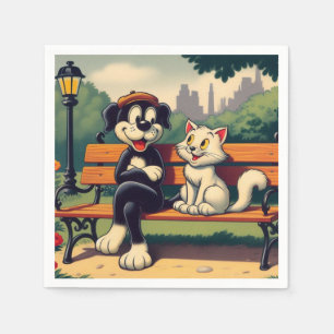 Schattigee, hond/kat cartoon servet