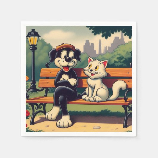 Schattigee, hond/kat cartoon servet (Voorkant)