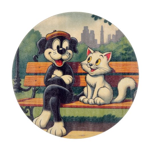 Schattigee, hond/kat cartoon snijplank (Voorkant)