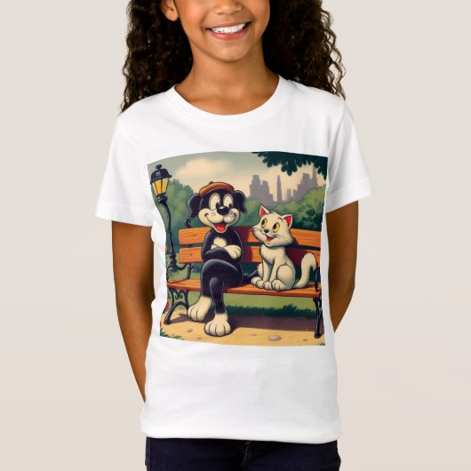 Schattigee,  hond/kat cartoon t-shirt (Voorkant)