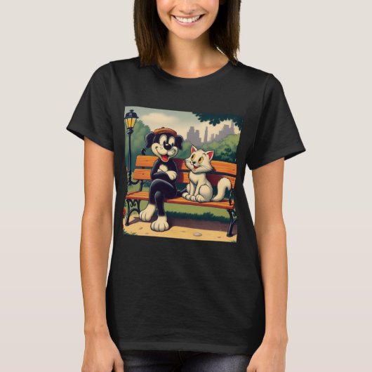 Schattigee,  hond/kat cartoon t-shirt (Voorkant)