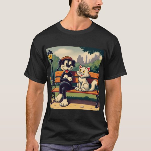 Schattigee, hond/kat cartoon t-shirt (Voorkant)
