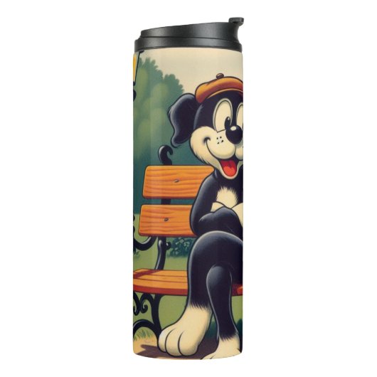 Schattigee,  hond/kat cartoon thermosbeker (Gedraaid links)