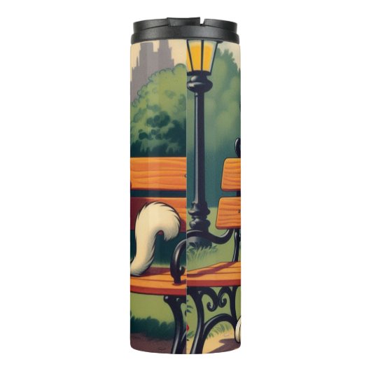 Schattigee,  hond/kat cartoon thermosbeker (Achterkant)