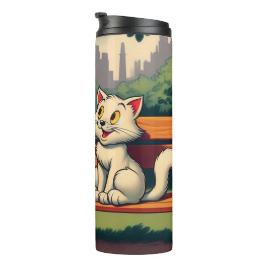 Schattigee,  hond/kat cartoon thermosbeker (Geroteerd rechts)