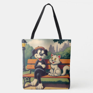 Schattigee,  hond/kat cartoon tote bag