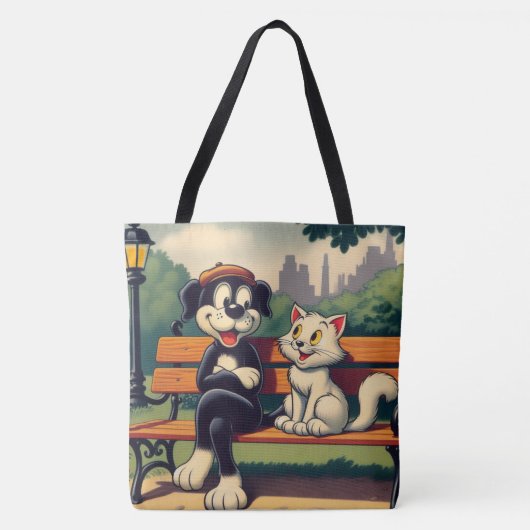 Schattigee,  hond/kat cartoon tote bag (Voorkant)