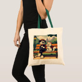 Schattigee, hond/kat cartoon tote bag (Voorkant (product))