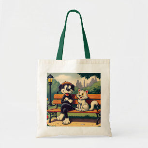 Schattigee,  hond/kat cartoon tote bag