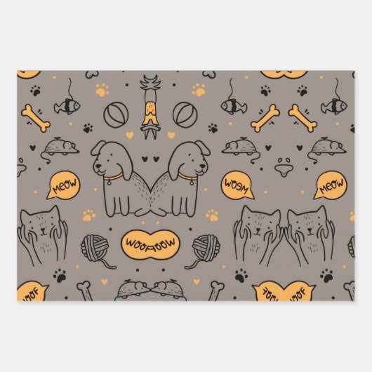 SCHATTIGEE HOND&KAT INPAKPAPIER VEL (Voorkant)