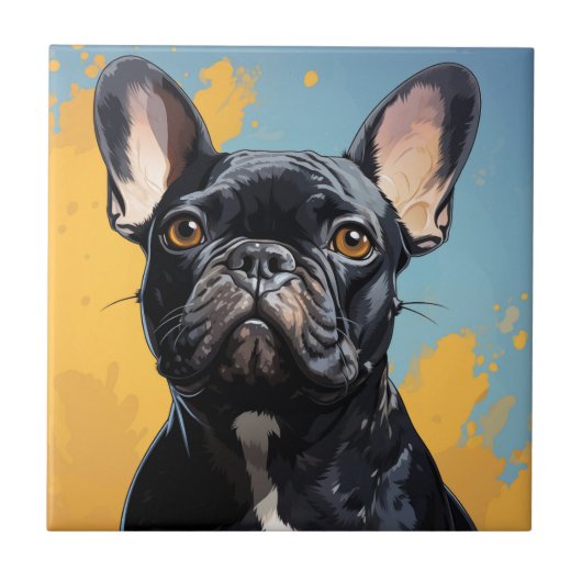 Schattigee hond keramische tegel tegeltje (Voorkant)