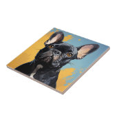 Schattigee hond keramische tegel tegeltje (Zijkant)