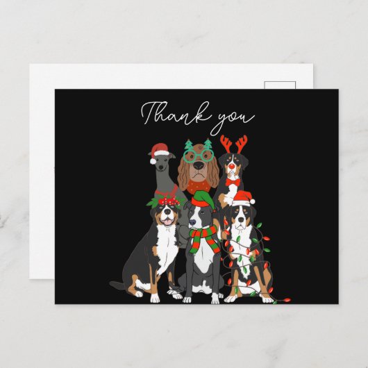 Schattigee hond kerst bedankt feestdagenkaart (Voorkant / Achterkant)