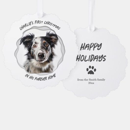 Schattigee Hond Kerstvakantie Ornament Kaart (Voorkant / Achterkant)