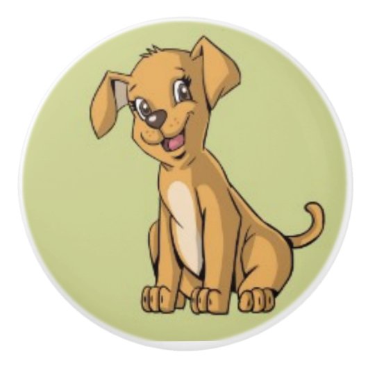 Schattigee Hond, Kind meubels, slaapkamer Keramische Knop (Voorkant)