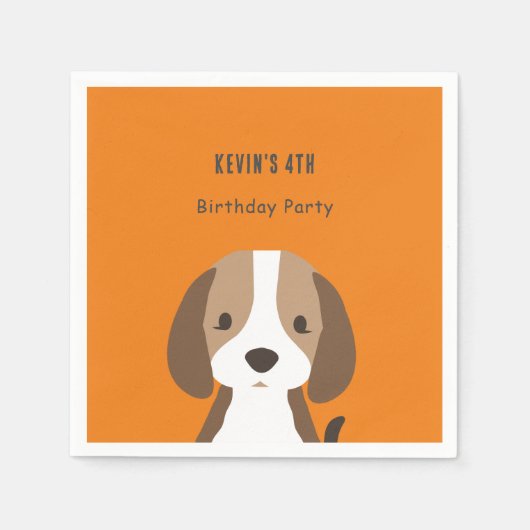 Schattigee hond kinder moderne aangepaste naam servet (Voorkant)