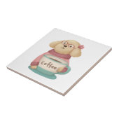 Schattigee hond & koffie illustratie tegeltje (Zijkant)