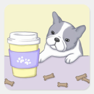 Schattigee Hond, Kop, en Koekjes Illustratie Kunst Vierkante Sticker