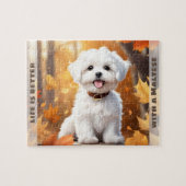 Schattigee Hond Maltese Puppy Pompoen Herfst Herfs Legpuzzel (Horizontaal)