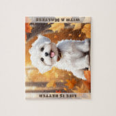 Schattigee Hond Maltese Puppy Pompoen Herfst Herfs Legpuzzel (Verticaal)