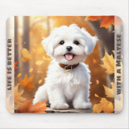Schattigee Hond Maltese Puppy Pompoen Herfst Herfs Muismat