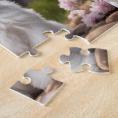 Schattigee Hond Maltese Puppy Spring Floral Custom Legpuzzel (Zijkant)