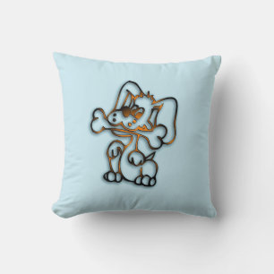 Schattigee hond met beenblauw kussen