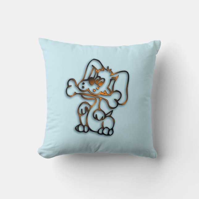 Schattigee hond met beenblauw kussen (Voorkant)