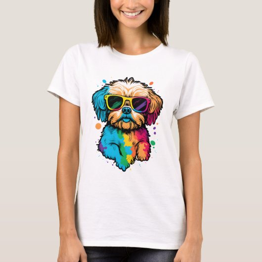 Schattigee hond met bril T-shirt (Voorkant)