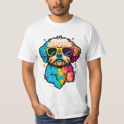 Schattigee hond met bril T-shirt (Voorkant)