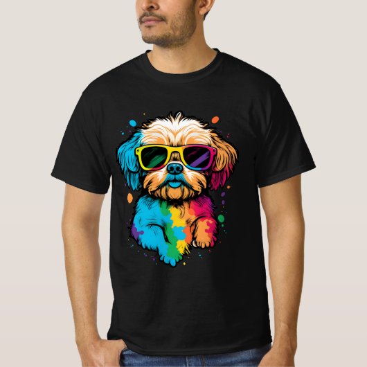 Schattigee hond met bril T-shirt (Voorkant)