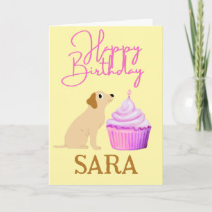 SCHATTIGEE HOND MET CUPCAKE VERJAARDAG KAART