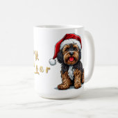 Schattigee hond met een kerstmuts koffiemok (Voorkant rechts)