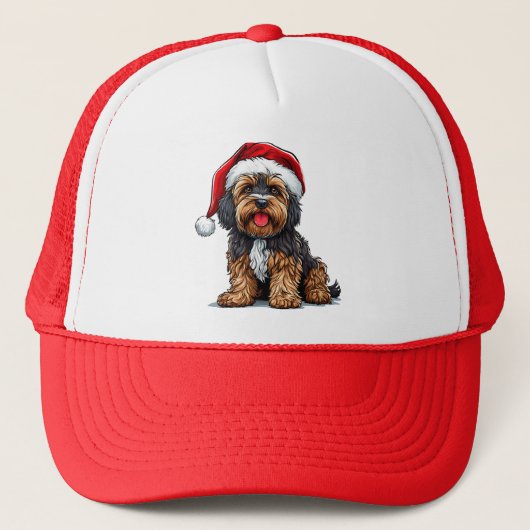 Schattigee hond met een kerstmuts trucker pet (Voorkant)