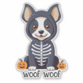 Schattigee hond met Halloweenkostuum Sticker (Voorkant)