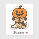 Schattigee hond met jack-o-lantaarn sticker (Vel)
