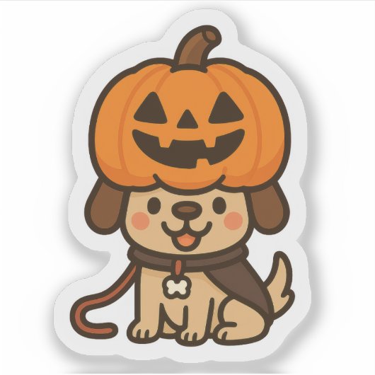 Schattigee hond met jack-o-lantaarn sticker (Voorkant)