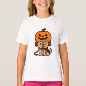 Schattigee hond met jack-o-lantaarn t-shirt (Voorkant)