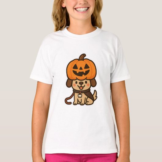 Schattigee hond met jack-o-lantaarn t-shirt (Voorkant)
