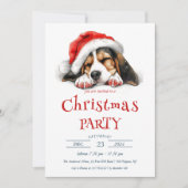 Schattigee hond met kerstfeest met kerstmuts kaart (Voorkant)