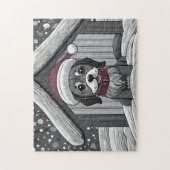 Schattigee hond met kerstman had in sneeuw legpuzzel (Verticaal)