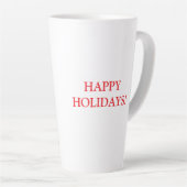 Schattigee hond met kerstmuts zitten en glimlachen latte mok (Rechterhoek)