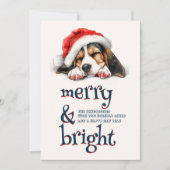 Schattigee hond met Santa Hat vrolijk en helder Feestdagenkaart (Voorkant)