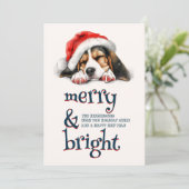 Schattigee hond met Santa Hat vrolijk en helder Feestdagenkaart (Staand voorkant)
