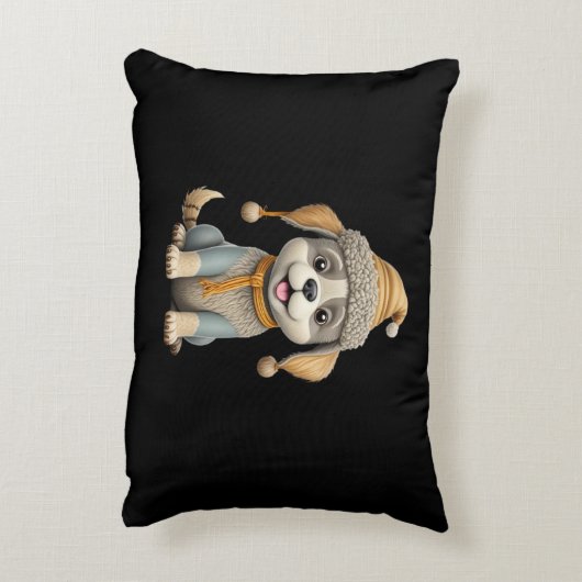 Schattigee hond met winterkleding accent kussen (Achterkant (Verticaal))