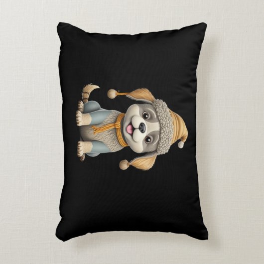 Schattigee hond met winterkleding accent kussen (Voorkant(Verticaal))